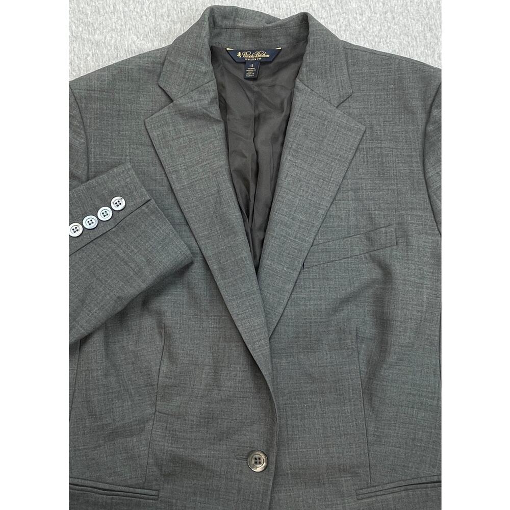 Brooks Brothers Blazer Womens 12 Gray Wool Blend Stretch One-Button Lined